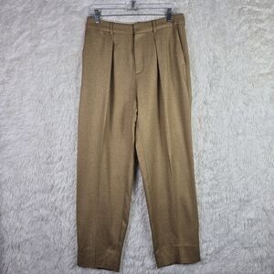 Soeur Women's Sz 9 Tan Wool Blend Pleated Trouser Pants Old Money
